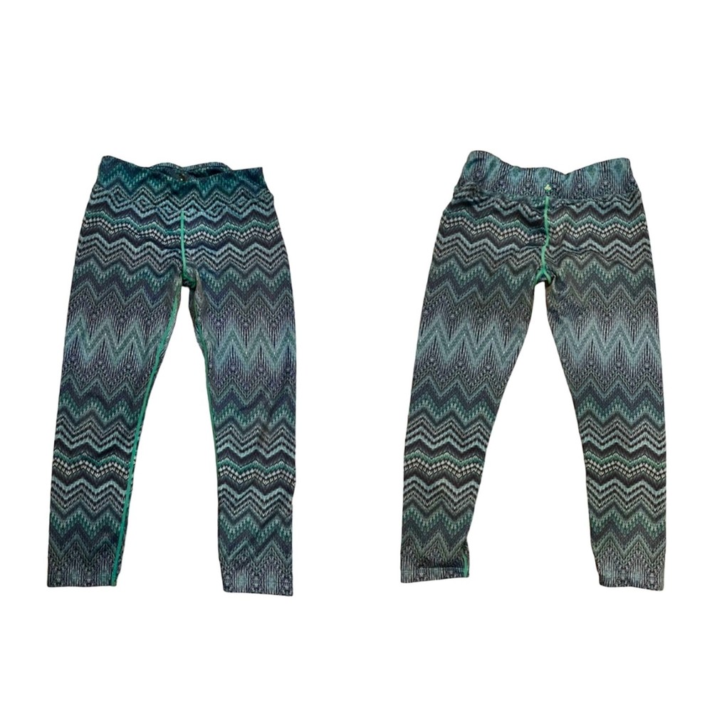 PRANA Womens Roxanne Printed Leggings Cropped size M blue and black